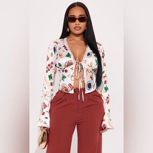 Floral Print Tie-Front Top